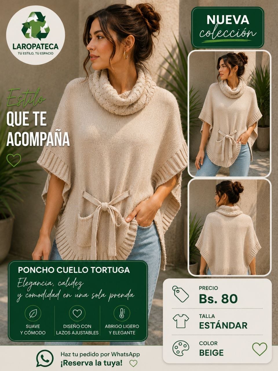 Poncho cuello tortuga
