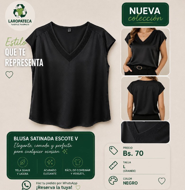 Blusa satinada escote V