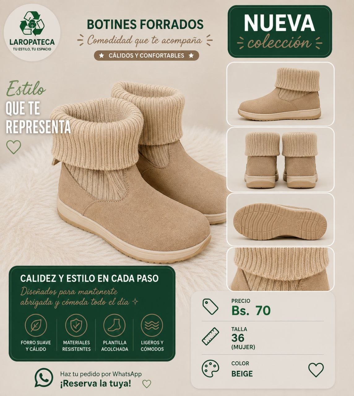 Botines forrados beige