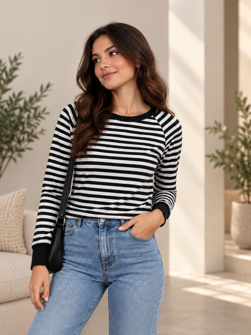 Blusa de rayas blanco y negro
